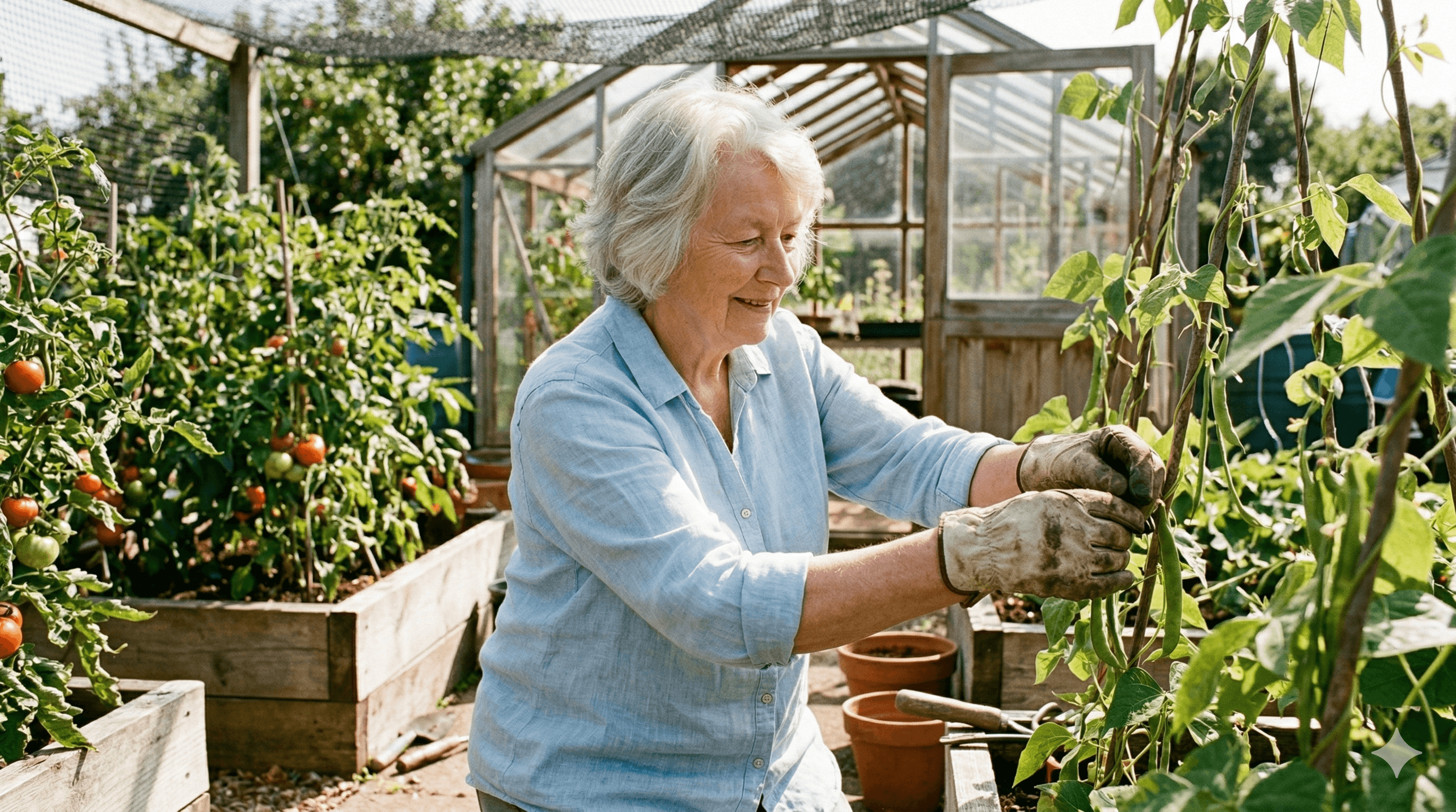 Mum in the garden she loved so much. This was taken the summer before she retired.