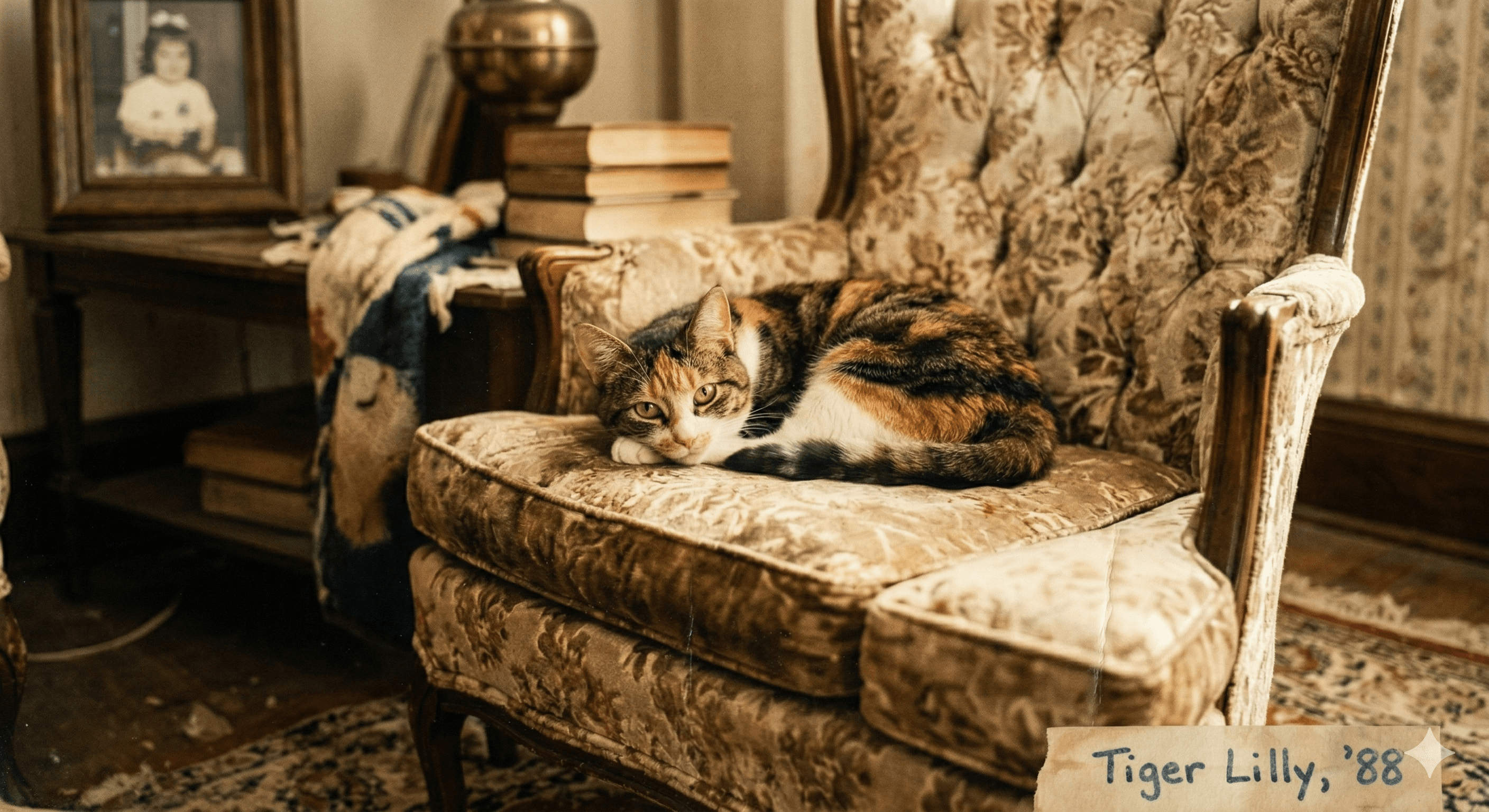 Margaret's beloved cat Tiger Lilly, who had the run of the house and knew it.