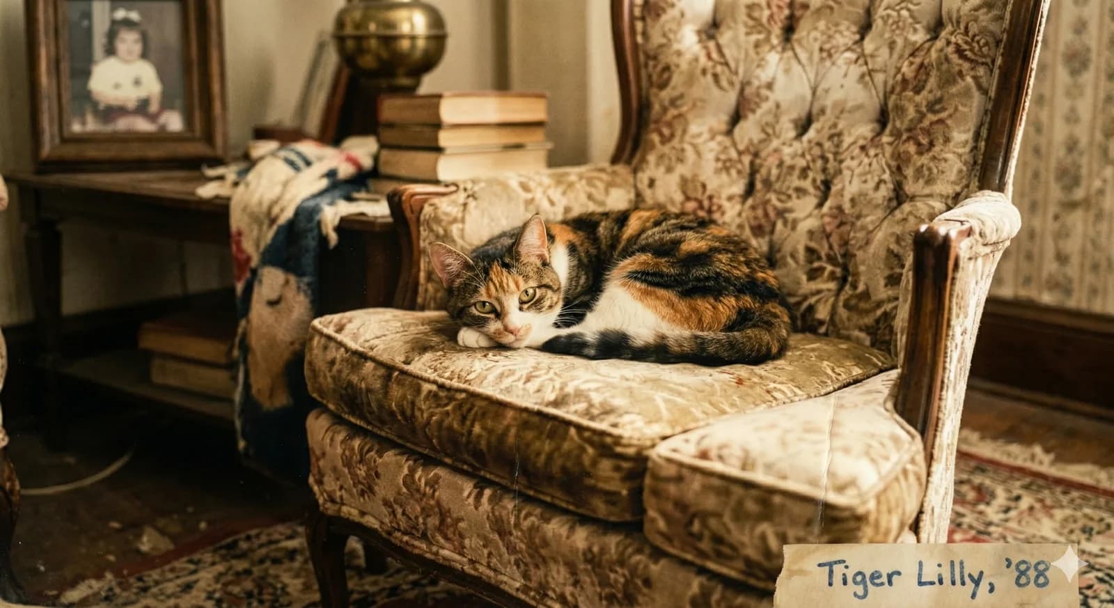 Margaret's beloved cat Tiger Lilly, who had the run of the house and knew it.
